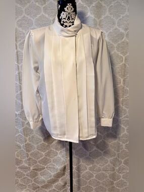 Vintage 80s Alicia Classic Ivory Pleated Women’s  Dress Shirt size 16